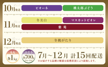 【2027年発送】岡山の桃とぶどう 十五撰 15種 計12.9kg【配送不可地域あり】