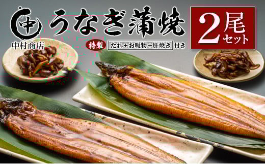 ◆中村商店 うなぎ蒲焼2尾セット 計362g以上 肝焼き付