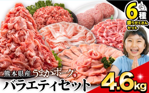 豚肉 うまか ポーク バラエティ セット 4.6kg 豚肉 しゃぶしゃぶ 切り落とし 豚ロース バラ 豚バラ スライス 以上 定期便 真空 お楽しみセット 不揃い 数量限定 簡易包装 冷凍配送 小分け 《2026年1月出荷予定》 豚肉
