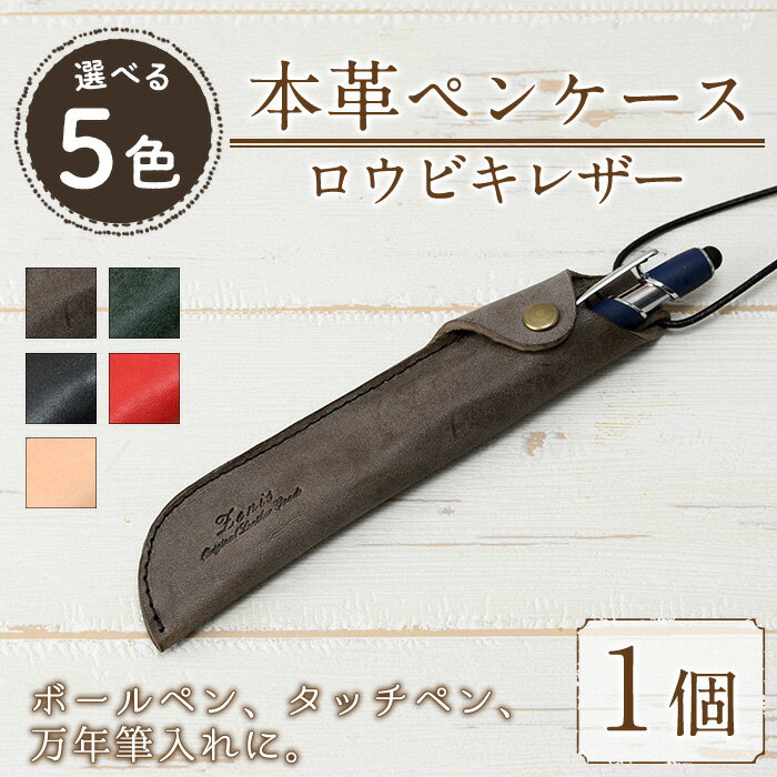 【ふるさと納税】＜選べる5色＞本革ペンケース ロウビキレザー R-0103(1個) グレー グリーン ネイビー レッド ヌメ レザー 国産 日本製 牛革 革製品 手作り 贈答 男性 女性 レディース メンズ 【ksg0103】【Zenis】