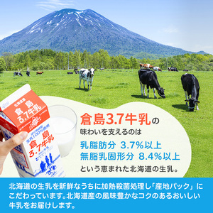 月2回×3ヶ月 計6回定期便 北海道産 倉島3.7牛乳 1L×12本セット［倉島乳業株式会社］【 定期便 牛乳 ぎゅうにゅうミルク 生乳 乳 牛 飲料 健康 栄養 カルシウム 北海道 仁木 】