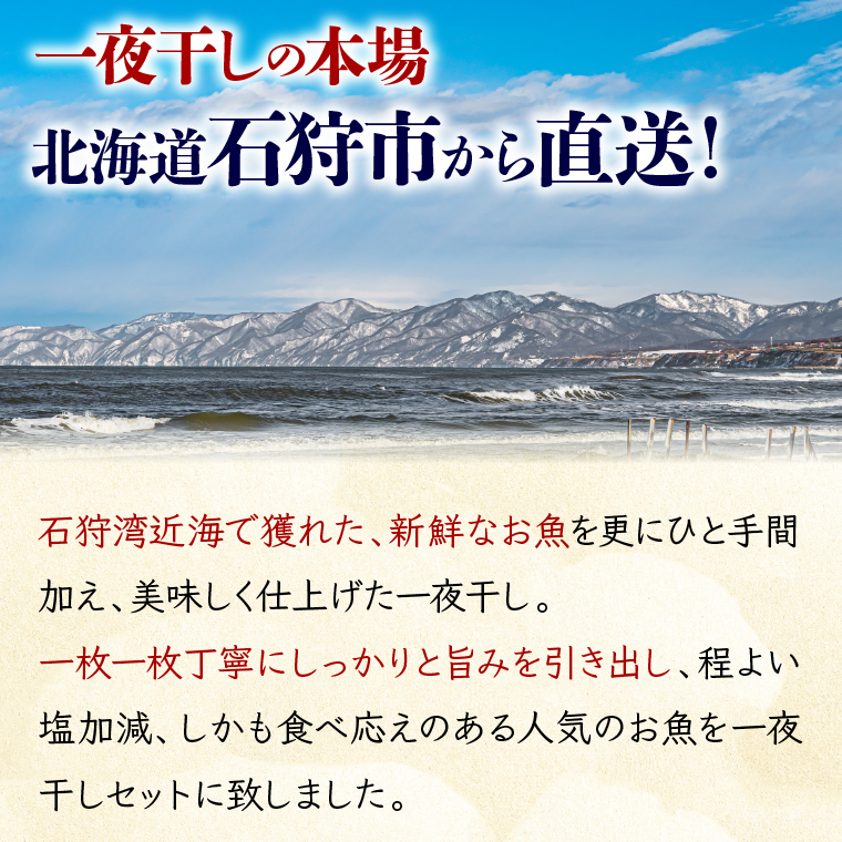 750031 旨塩 いしかり一夜干しセット 12枚入（宗八カレイ・ナメタカレイ・ホッケ・にしんの4種）