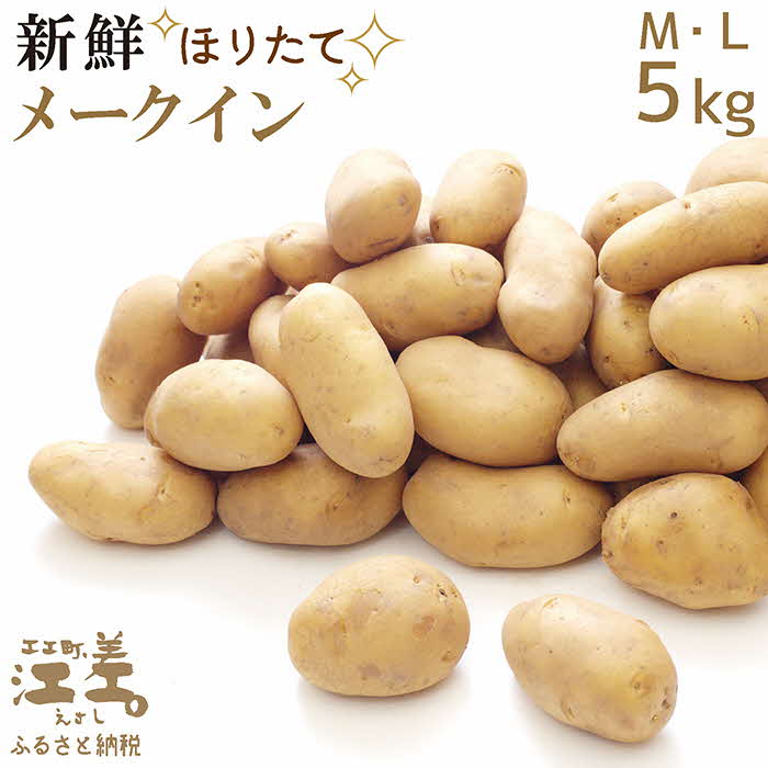 【ふるさと納税】《8月頃～順次出荷予定》新鮮！ほりたて！「江差産メークイン5kg M・L混合」しっとりほくほく　甘い　北海道産メークイン　北海道のじゃがいも　芋の塩煮にぴったり　じゃがバター　いかの塩辛と一緒にどうぞ