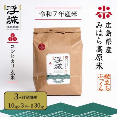 ふるさと納税 三原市 みはら高原米 浮城《3か月定期便》コシヒカリ 玄米10kg [220-011]