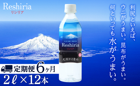 【定期便】天然ケイ素水リシリア(2L×12本)×6回 北海道ふるさと納税 雪どけ水 軟水 名水 ケイ素 美味しい水