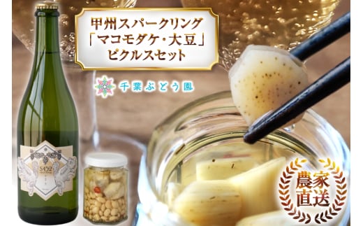 白ワイン セット 甲州スパークリング 「マコモダケ・大豆」のピクルス セット [千葉ぶどう園 山梨県 韮崎市 20744982] 白 ワイン スパークリング スパークリングワイン 山梨 ワインセット 詰め合わせ ピクルス ペアリング ツクルジョ