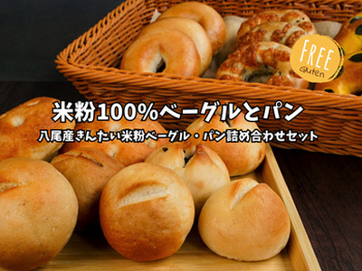 C214　八尾産米粉ベーグルと米粉パンの詰め合わせセット【17個 お任せ ベーグル パン グルテンフリー 手作り もちもち 国産 冷凍 朝食 ランチ おやつ 大阪 八尾市】