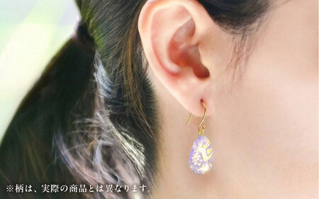 しずくピアス「パープル」花柄 BKCN007 ピアス