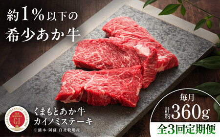 全3回定期便 GI認証くまもとあか牛カイノミステーキ 約120g×3枚 ステーキ BHAS060 ステーキ