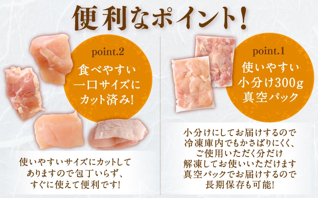 【6回定期便】鹿児島県産銘柄鶏・さつま純然鶏 若鶏もも・むね切身（300g×各4パック×6回 合計14.4kg）もも肉 むね肉 鶏肉 ESR-303