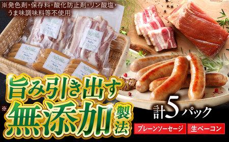 プレーンソーセージ 生ベーコン 計5パック [AZAK009] ベーコン ソーセージ