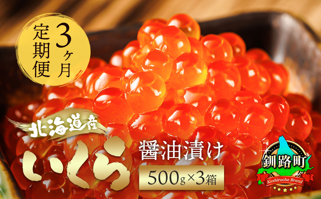 
            【定期便 3ヶ月連続】北海道産 いくら醤油漬け 500g ×3箱 | 国産 いくら いくら醤油漬 しょう油 しょうゆ HACCP イクラ ikura 小分け 天然 鮭 鮭卵 鮭いくら 魚卵 冷凍 定期便 魚介類 海鮮 絶品 人気 笹谷商店 贈答用 贈答品 直営 釧之助本店 北海道 釧路町 釧路超 特産品 br04
          