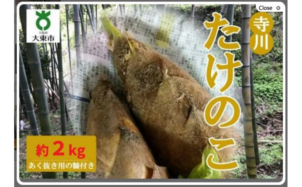 
                  【2026年発送】＜30セット限定＞朝堀り！新鮮！「寺川城の越たけのこ」2kg
                