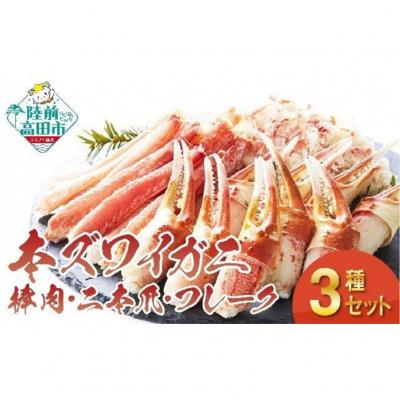 ふるさと納税 陸前高田市 【本ズワイガニ】豪華3種セット(棒肉・二本爪・フレーク)