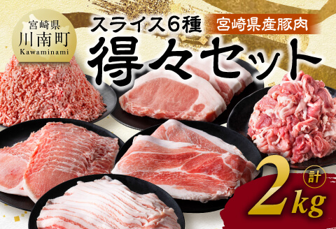 【令和8年2月発送】宮崎県産豚肉6種得々セット2kg 【 肉 豚肉 生姜焼き とんかつ ハンバーグ 】[C11124r802]