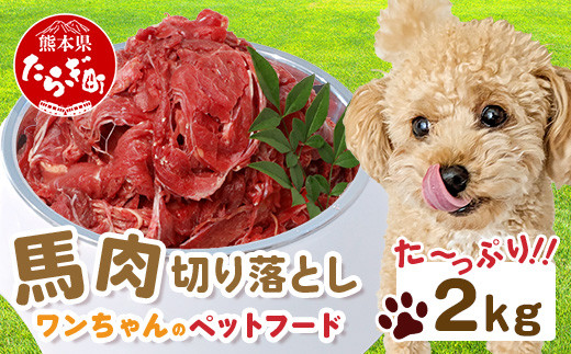 ペットフード 熊本加工 馬肉 切り落とし 【2kg】 ドッグ フード 無添加 無香料 ヘルシー 高栄養 馬刺し 冷凍 2キロ お肉専門店 熊本県 国内加工 041-0505