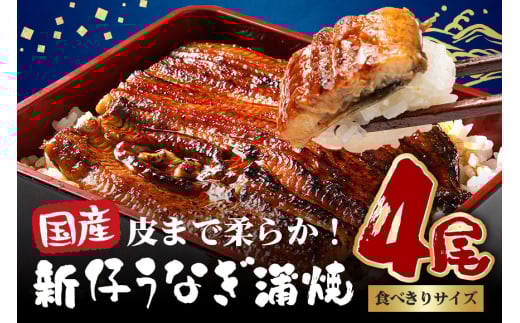やわらか国内産 うなぎ蒲焼 食べ切りサイズ! 100～120g 4尾 計400g以上 ふっくら蒲焼き ブランド鰻使用 秘伝のタレ・山椒付き 湯煎で簡単調理 うな丼 ちらし寿司 贈答用 ギフト 冷蔵配送 茨城県 潮来市 (A23-010)