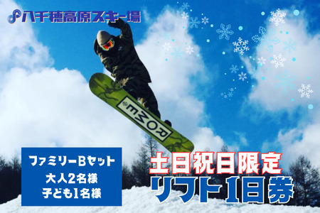 【2025-2026シーズン】八千穂高原スキー場　土日祝日限定　リフト１日券　ファミリーBセット（大人2名・子ども1名　計3名）　［AD-107-03］