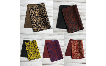 印傳（鹿革）の手作りブックカバー 紺下地白漆透かし蝶