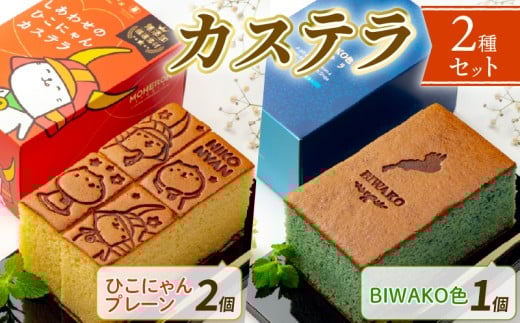 カステラ プレーン 2個 BIWAKO色 カステラ 1個 おやつ お菓子 ケーキ 琵琶湖 バタフライピー 半斤 ハーフ サイズ スイーツ 菓子 焼き菓子 幸せ ひこにゃん ご当地キャラ 青 レモン こだわり 水 湖東 名水 冷凍 お土産 贈り物 プレゼント ギフト 滋賀 彦根