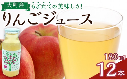 
                  りんごジュースセット12本×180ml　大町産 ｜ 林檎 リンゴ ストレートジュース 果汁100％ 大容量 ギフト 贈答用 人気 おすすめ フルーツジュース 果物 飲料 朝食用  国産 送料無料 長野県 大町市 信州 ふるさと納税
                