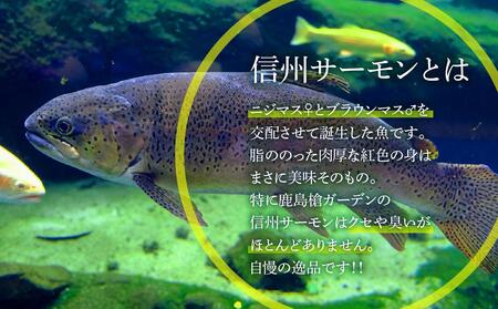 「信州サーモンのお刺身」（100g×2ケ）と「川のいくら（ブラウンマスの卵）のしょうゆ漬け」（100g×2ケ）セット