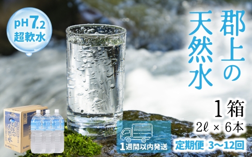≪【定期便12回】郡上の天然水 2L × 1箱（6本）≫ 清流長良川源流 水 2L みず 天然水 定期 定期配送 12回 1年 日用品 生活必需品 消耗品 6本 備蓄 防災 軟水 超軟水 ph 保存 送料無料 岐阜県 郡上市