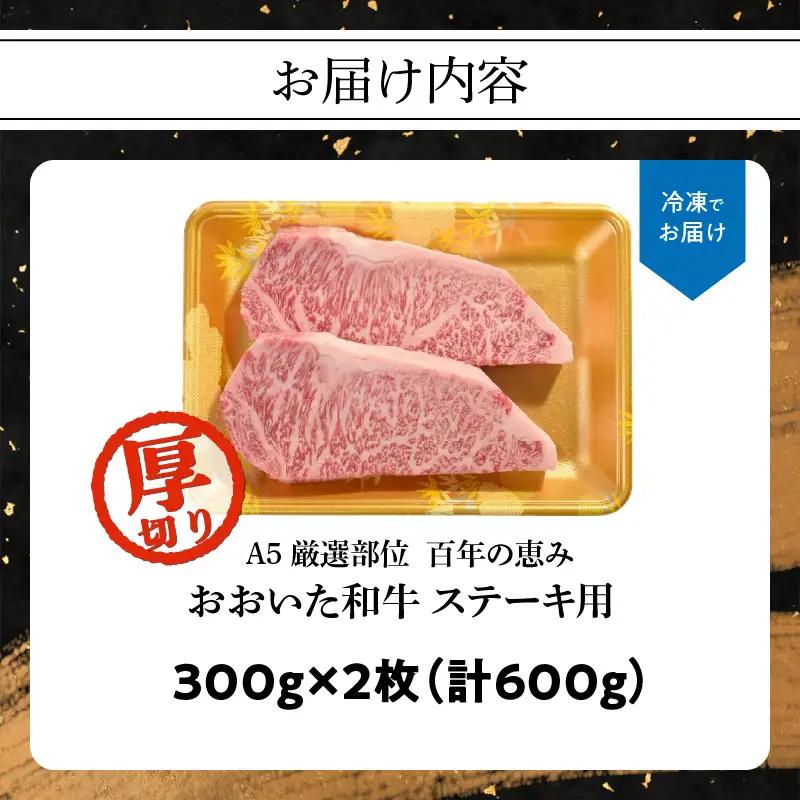 【敬老の日ギフト】 百年の恵み おおいた和牛A5 ステーキ用厚切り【厳選部位】約600g ≪9月21日お届け≫ A01104-K