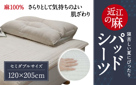 【ふるなびWEEK対象】近江の麻 パッドシーツ セミダブル 麻絲商会 滋賀県 東近江市 E-H06 敷きパッド 夏 寝具 天然素材 冷感 洗える 吸湿 速乾 涼しい サラサラ