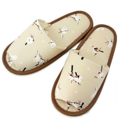 ふるさと納税 宮城県 スリッパ シマエナガ外縫い Mサイズ 約25cmまで ベージュ