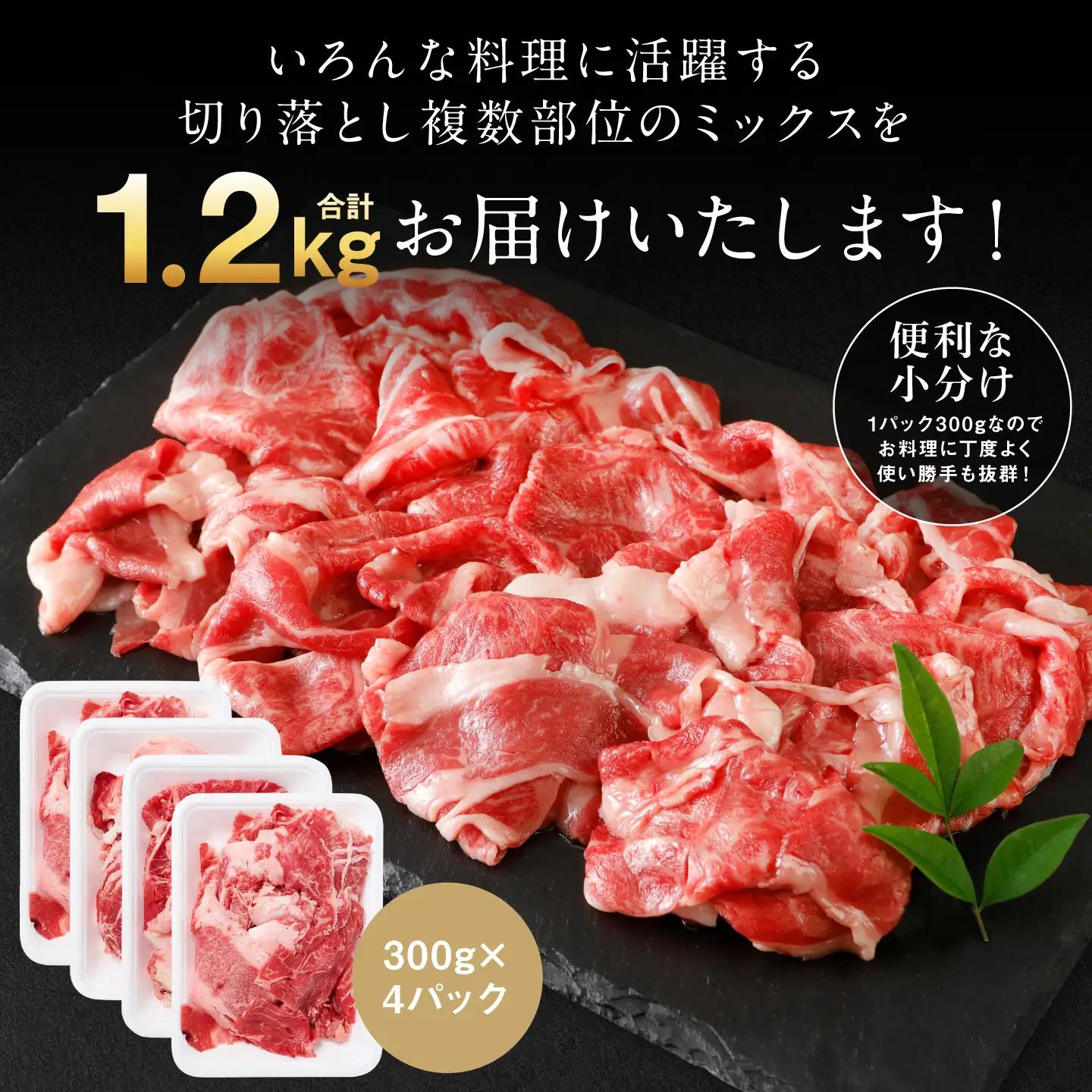 【訳あり】 牛肉 くまもと黒毛和牛 切り落とし 1.2kg（ 300g × 4 ） 牛肉