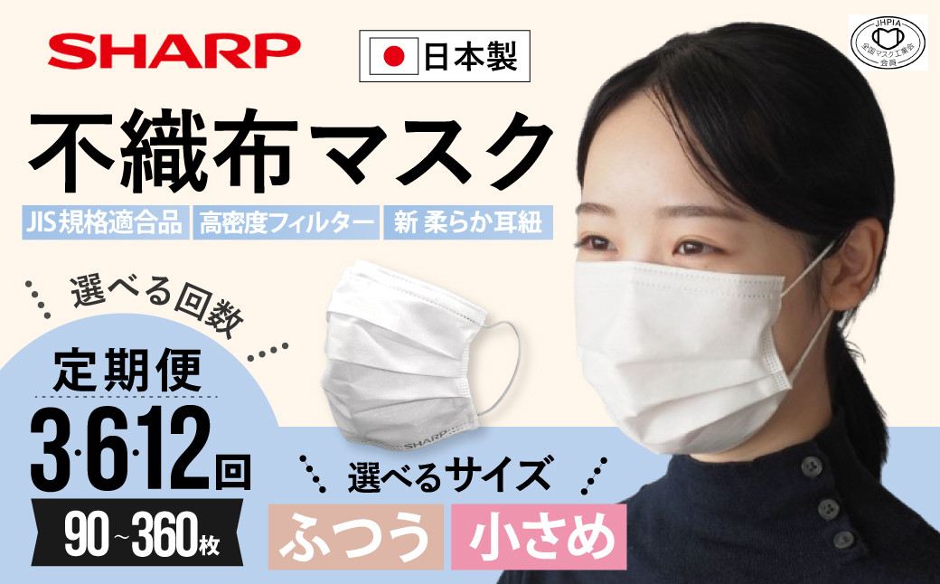 
            【定期便】シャープ製 不織布マスク ふつう 小さい サイズ 30枚入 | 日本製 国産 シャープ SHARP sharp 不織布 マスク ますく プリーツ型 飛沫 対策 日用品 おすすめ 人気 普通 標準 白 三重県 多気町 
          