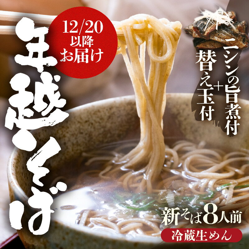 【ふるさと納税】【先行予約】年越しそば8人前（ニシンの旨煮＆だし付）生めん 冷蔵 越前そば 秋そば（新そば）【2026年12月20日以降順次発送予定】