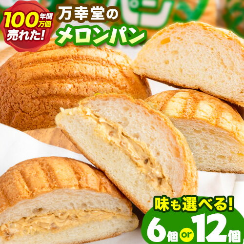 【ふるさと納税】 パン メロンパン 冷凍 選べる プレーン ピーナッツバタークリーム 6個 12個 セット 手土産 おすそ分け スイーツ パン ギフト 菓子パン 定期便 万幸堂 《60日以内に出荷予定(土日祝除く)》熊本県 荒尾市 ベーカリー おやつ 個包装 給食 でおなじみ！