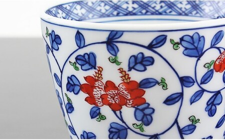 A40-45 源右衛門窯 染錦牡丹唐草(そば猪口) 器 食器 そばちょこ 有田焼 小鉢