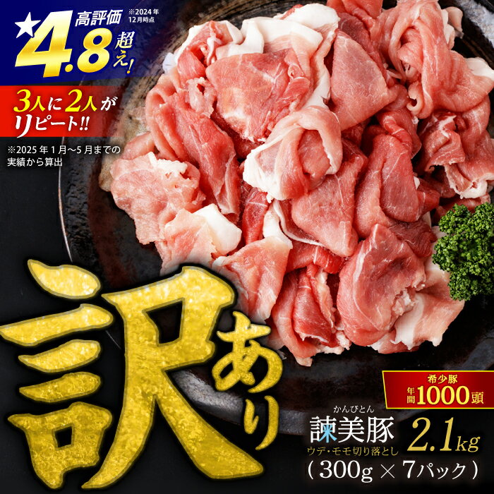【ふるさと納税】【訳あり】諫美豚切り落とし 2.1kg / 諫美豚 豚肉 切り落とし 切り落し 肉 ウデ モモ / 諫早市 / 株式会社土井農場 [AHAD063]
