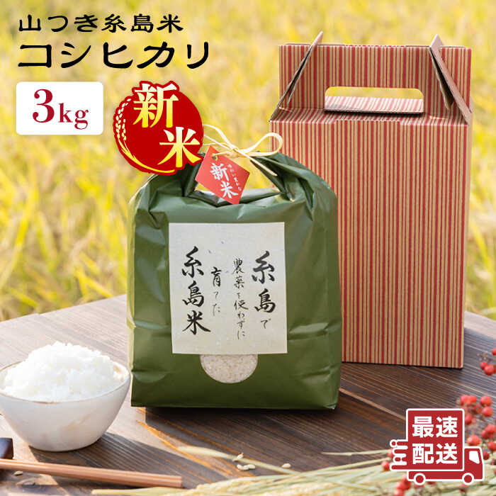 【ふるさと納税】【令和7年産新米】期間中農薬不使用 山つき 糸島米 3kg（コシヒカリ）《糸島》【itoshimacco《(株)やました》】 [ARJ009] 18000円 常温 いとしまっこ