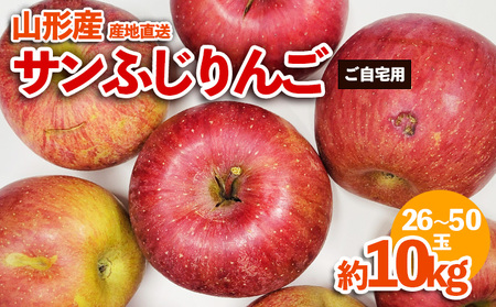 【ご自宅用】山形産サンふじりんご 約10kg(26～50玉) FZ23-591