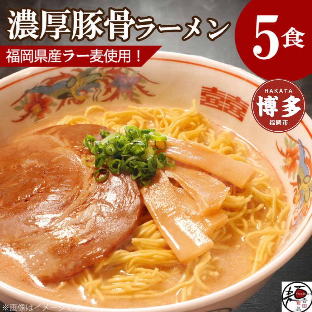 【ふるさと納税】【福岡ラー麦・生麺使用】吉田食品の博多ラーメン5食セット（濃口とんこつ×5）