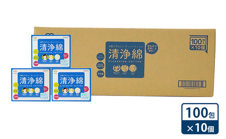清浄綿 日用品 アメジスト ファミレ清浄綿 ノンアルコール 清浄綿【100包×10個】
