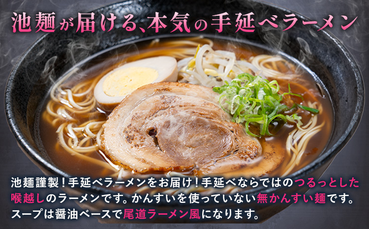 手延べラーメン 12食セット (スープ付き) 長期保存可 池田製麺所《30日以内に出荷予定(土日祝除く)》岡山県 矢掛町 ラーメン 手延べ 乾麺 無かんすい麺 醤油味 尾道ラーメン風 送料無料