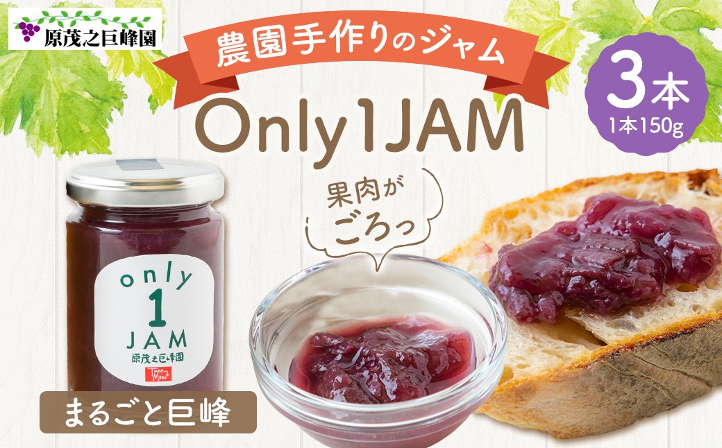 原茂之巨峰園 Only1JAM (まるごと巨峰) 150g×3本