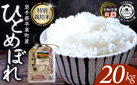 7‐14日以内発送!!【令和6年産新米】平泉町産 特別栽培米ひとめぼれ 20kg（20kg×1） 農薬50%削減 体に優しい 棚田のお米 【米 お米 ひとめぼれ 平泉 米 白米 こめ 岩手 東北 日本農業遺産】【mih400-hito-20B】