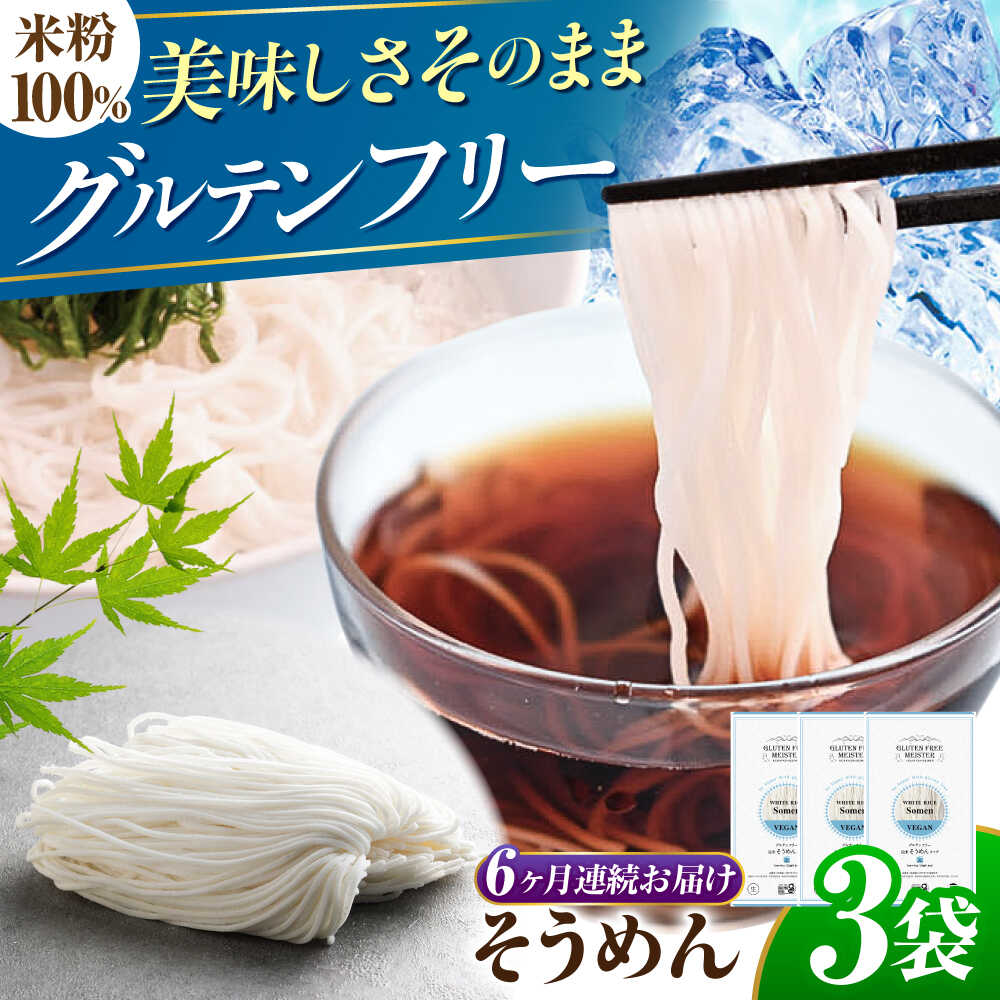【ふるさと納税】【6回定期便】 【グルテンフリー】　細くてもしっかりコシ！ 米粉そうめん グルテンフリー 米粉 そうめん 岐阜市 / 小林生麺[ANGM031]