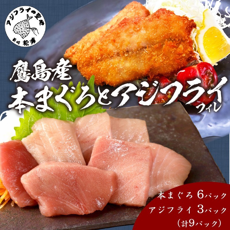 
            鷹島産本まぐろ 食べきりサイズ(80g×6p)とアジフライのセット(4枚×3p) ( 本まぐろ マグロ 鷹島産本まぐろ アジフライ あじ フィレタイプ ) 【C0-099】
          