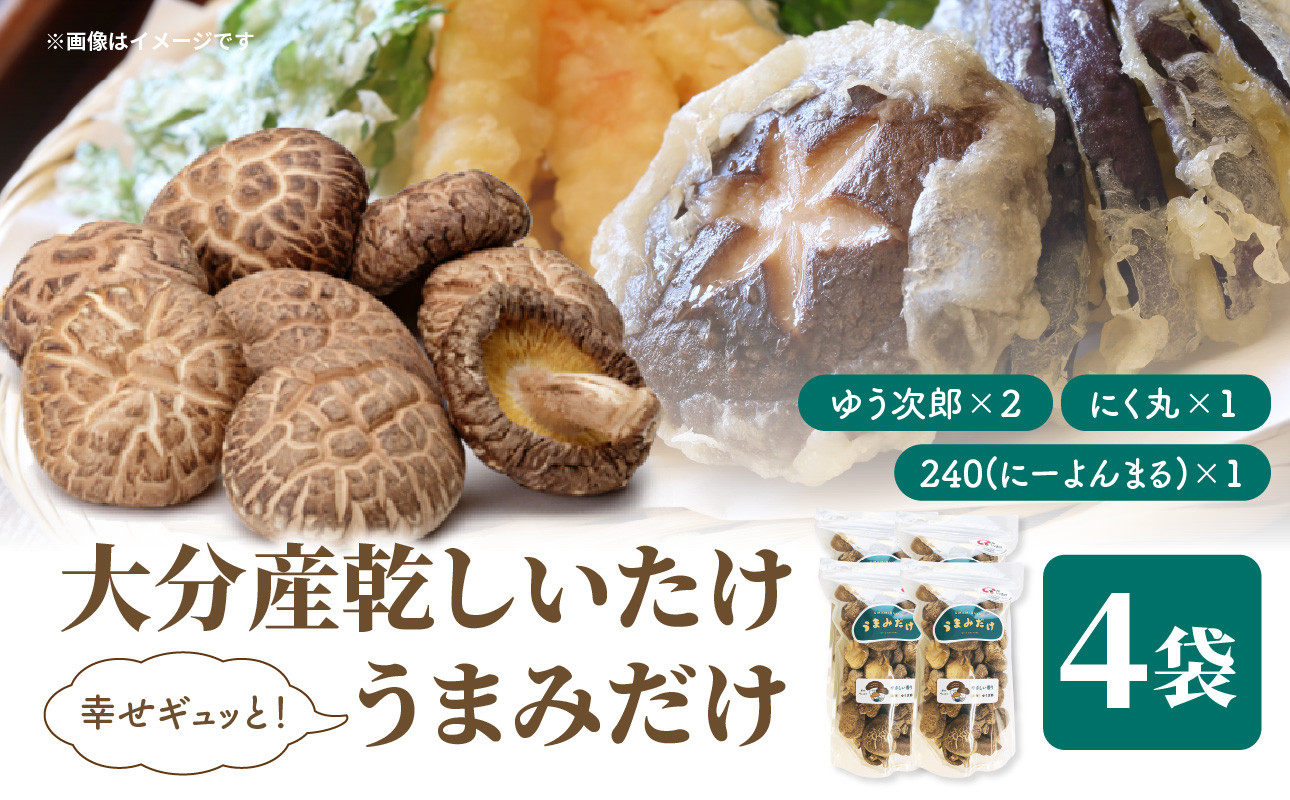 
            大分産乾しいたけ（うまみだけ） 40グラム×3種 大分県産 干ししいたけ 干し椎茸 乾し椎茸 新ブランド うまみだけ 食べ比べ 原木栽培 3品種セット きのこ F07036
          