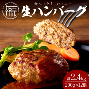 【食べ応えたっぷり！】自家製生ハンバーグ200g×12個《 惣菜 ハンバーグ 肉 小分け 簡単調理 冷凍 焼くだけ 人気 送料無料 加古川市 グルメ 自家製 牛ミンチ おすすめ プレゼント お取り寄せ 》【116004I000】