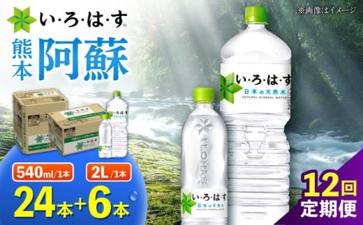 【全12回定期便】い・ろ・は・す 阿蘇の天然水 2L×6本＋540ml×24本 各1ケース  計360本 / 天然水 いろはす コカコーラ 熊本 くまもと いろはす 阿蘇 天然水 飲料水 ドリンク ミネラルウォーター 地下水 合志市【コカ・コーラボトラーズジャパン株式会社】[AYAA029]