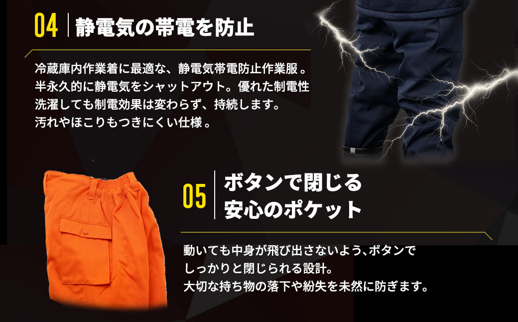 No.1032-01 【-30℃対応】冷凍倉庫用防寒ズボンＳ7380（ネイビー/M）
