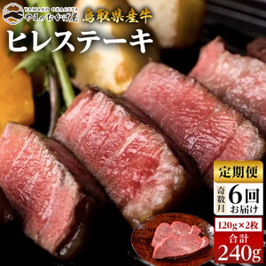 22-8.【6回定期便】鳥取県産 牛 ヒレ ステーキ  2枚 計240g×6回 | ステーキ